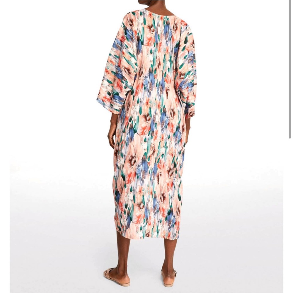 MISA Sari Dress NWT XS • Tropical Floral Watercolor Midi Kaftan Boho Resort - Picture 2 of 9